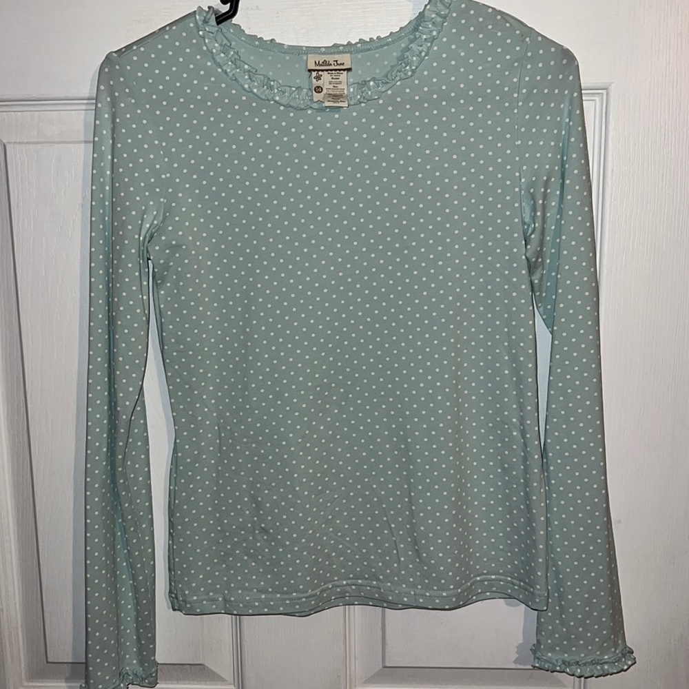 Matilda Jane Sz 14 Blue Polka Dot Layering Shirt